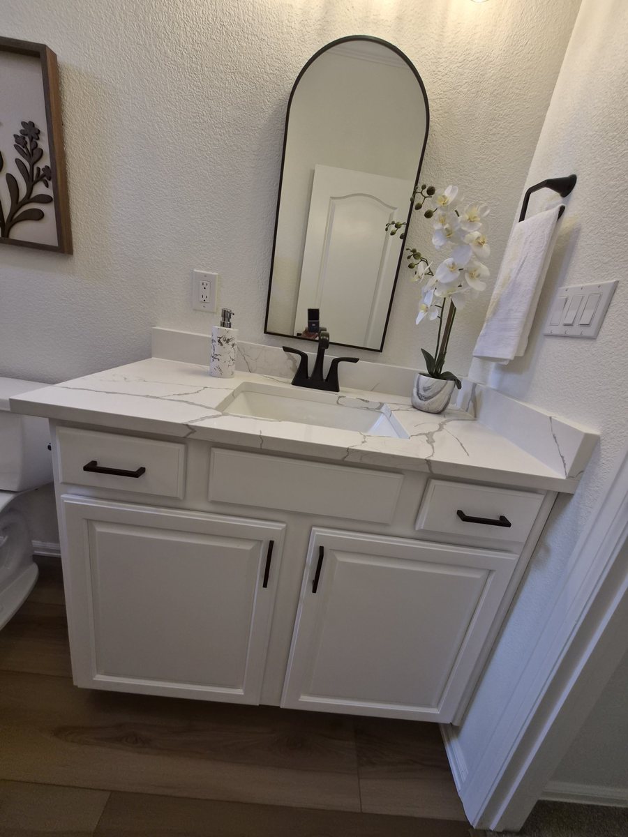 White Bathroom Vanity — refinished kitchen by Refresh