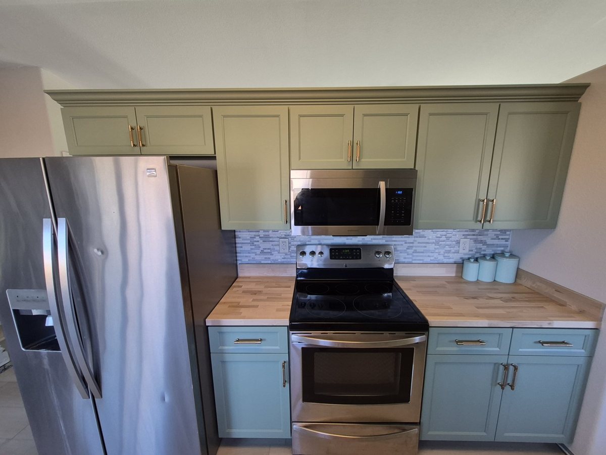 Sage Green Kitchen — refinished kitchen by Refresh
